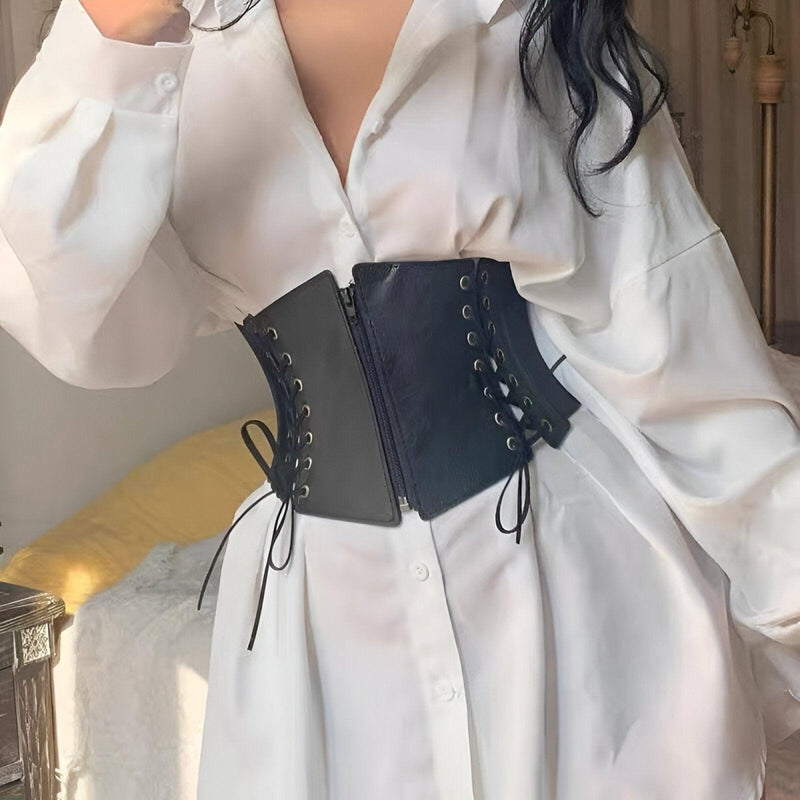 Ceinture corset à fermeture éclair et lacets sur les côtés, modèle Lexy