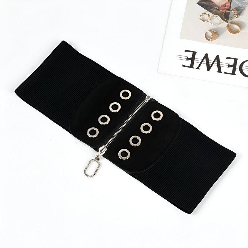 Ceinture corset à fermeture éclair ovale avec œillets, modèle Irwin