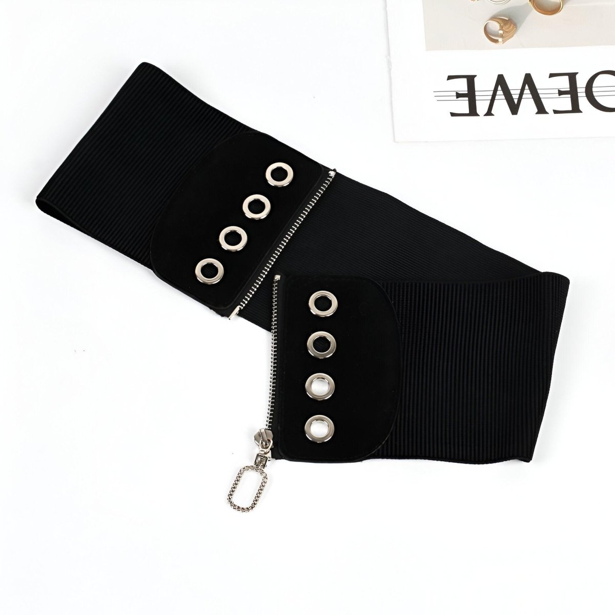 Ceinture corset à fermeture éclair ovale avec œillets, modèle Irwin - La Boutique de la Ceinture