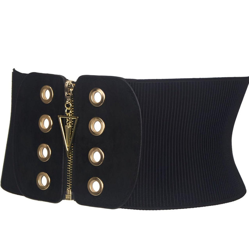 Ceinture corset à fermeture éclair triangle avec œillets, modèle Bonnie
