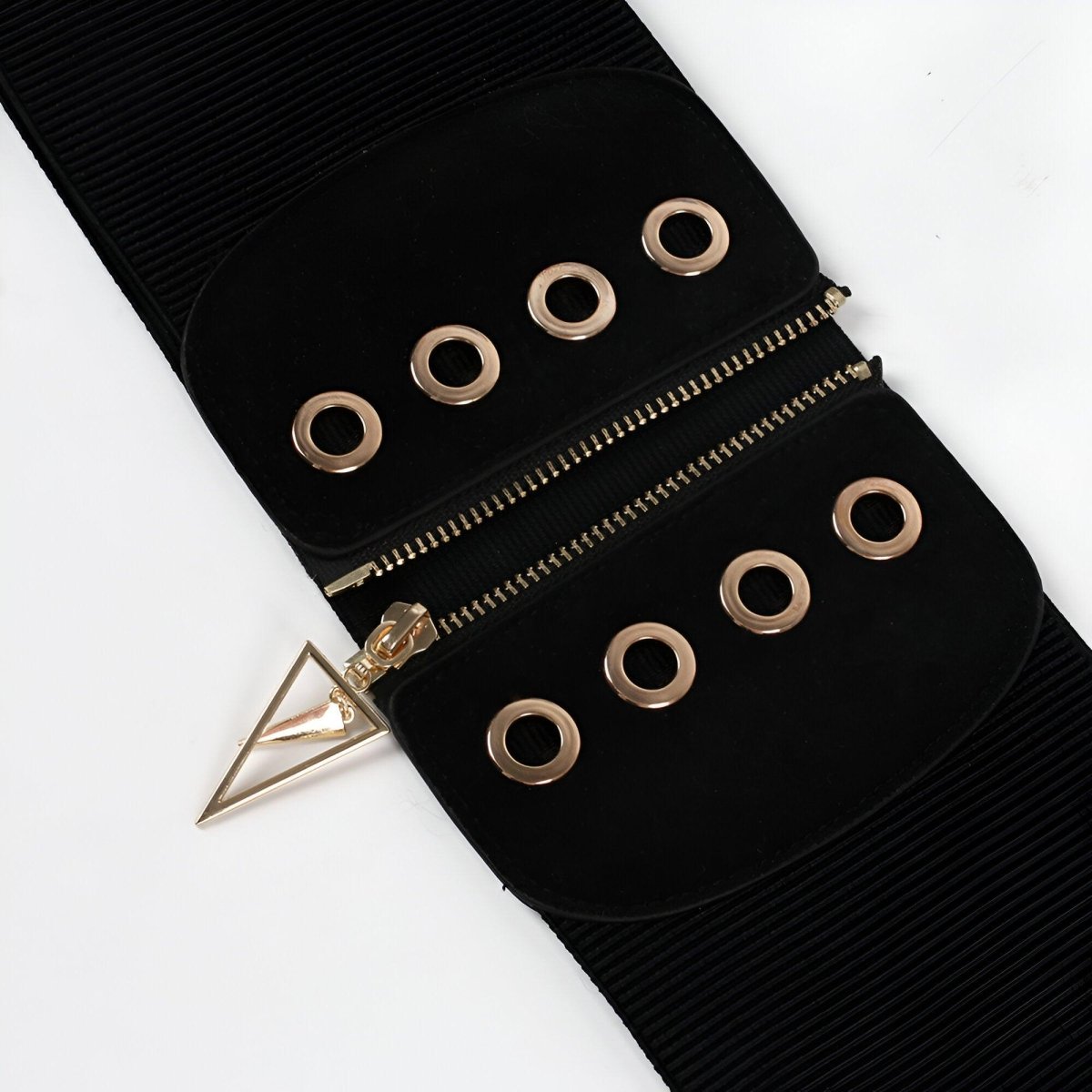 Ceinture corset à fermeture éclair triangle avec œillets, modèle Bonnie - La Boutique de la Ceinture