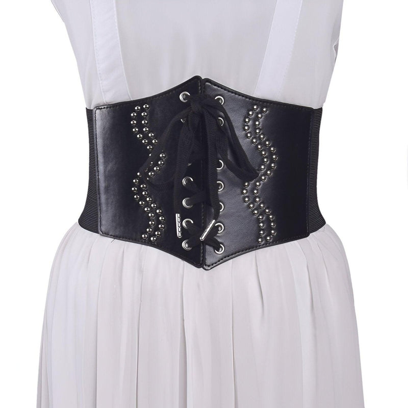 Ceinture corset à lacets avec perles, modèle Amy