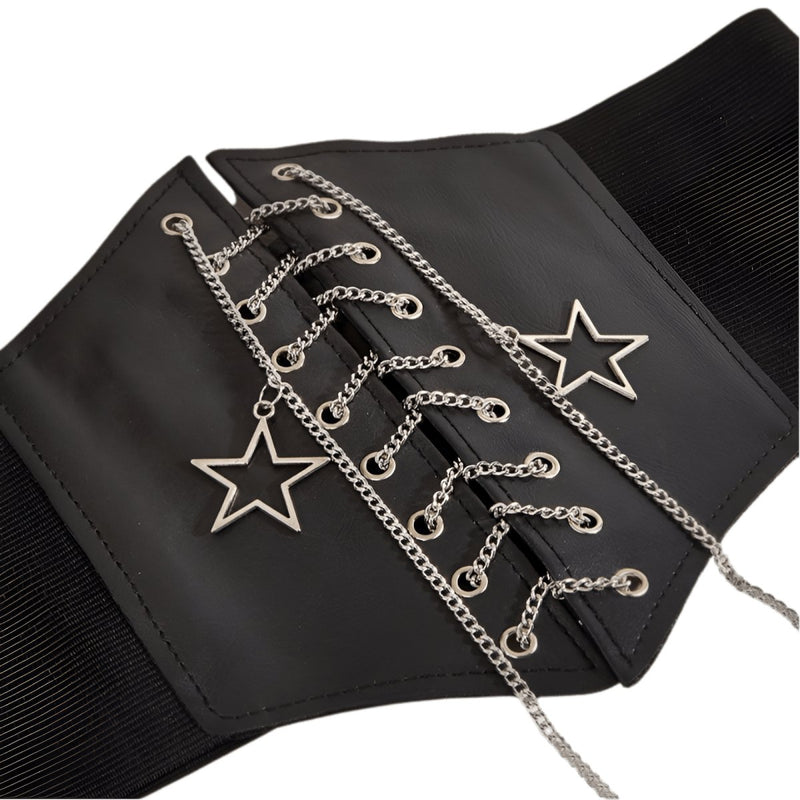 Ceinture corset avec chaînes étoiles, modèle Glenn