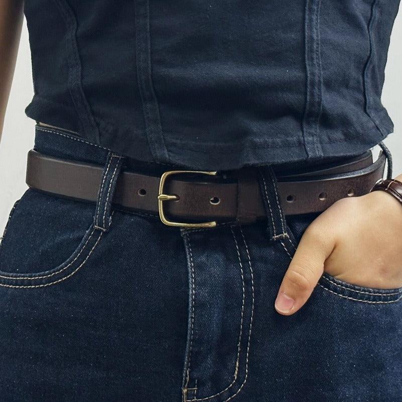 Ceinture cuir à boucle dorée, femme ou homme, modèle Meena