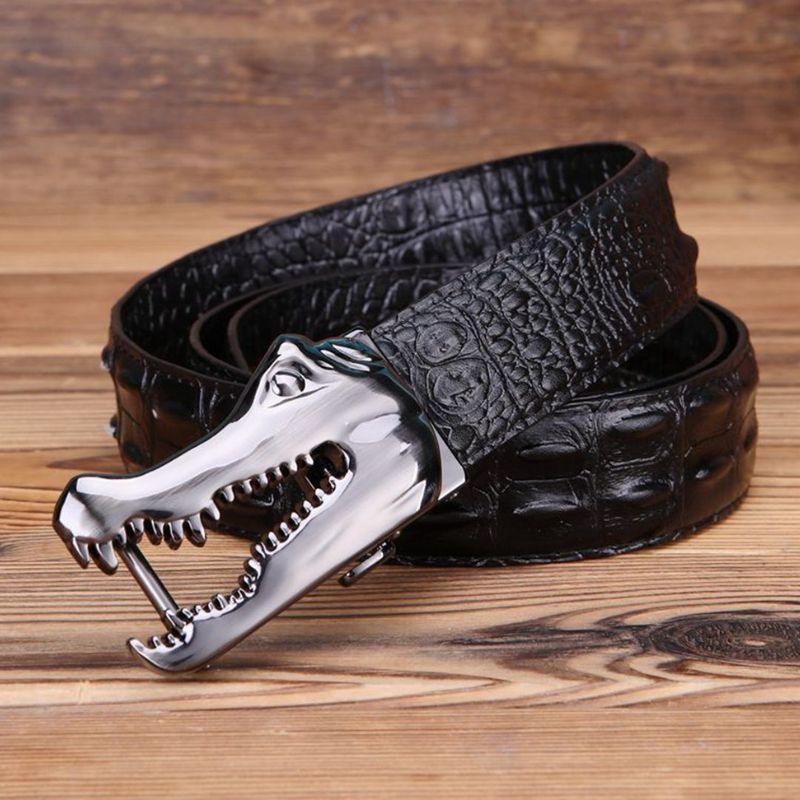 Ceinture cuir boucle crocodile pour homme, modèle Yerik