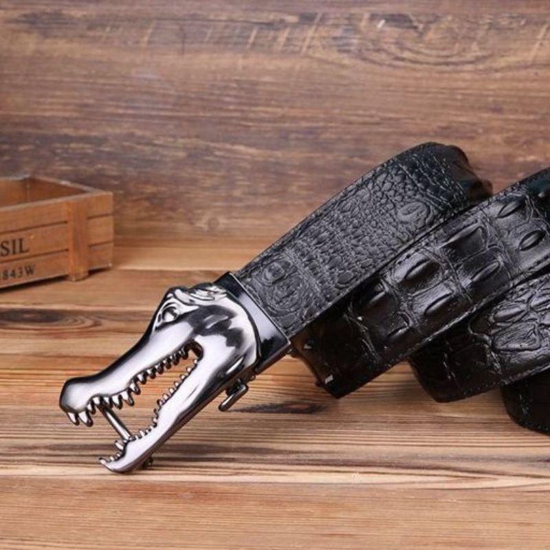 Ceinture cuir boucle crocodile pour homme, modèle Yerik