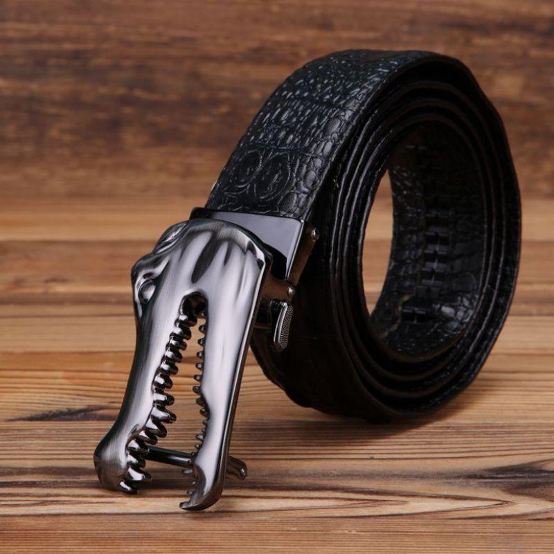 Ceinture cuir boucle crocodile pour homme, modèle Yerik