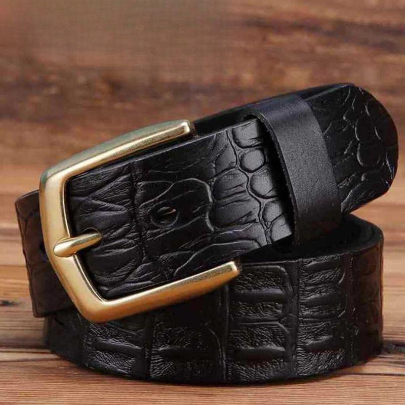 Ceinture cuir effet crocodile boucle dorée pour homme, modèle Garri - La Boutique de la Ceinture