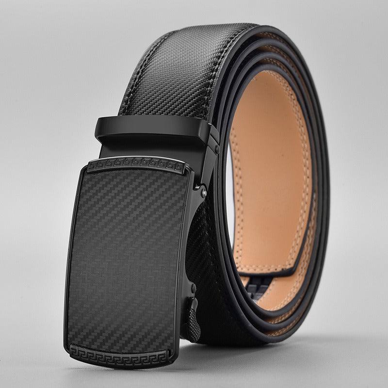 Ceinture de costume avec boucle automatique aspect fibre de carbone, modèle Frederik - La Boutique de la Ceinture