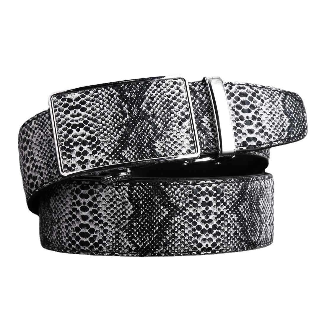Ceinture de costume cuir véritable motif serpent pour homme, modèle Oraz - La Boutique de la Ceinture