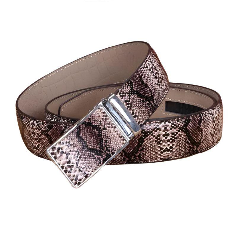 Ceinture de costume cuir véritable motif serpent pour homme, modèle Oraz - La Boutique de la Ceinture