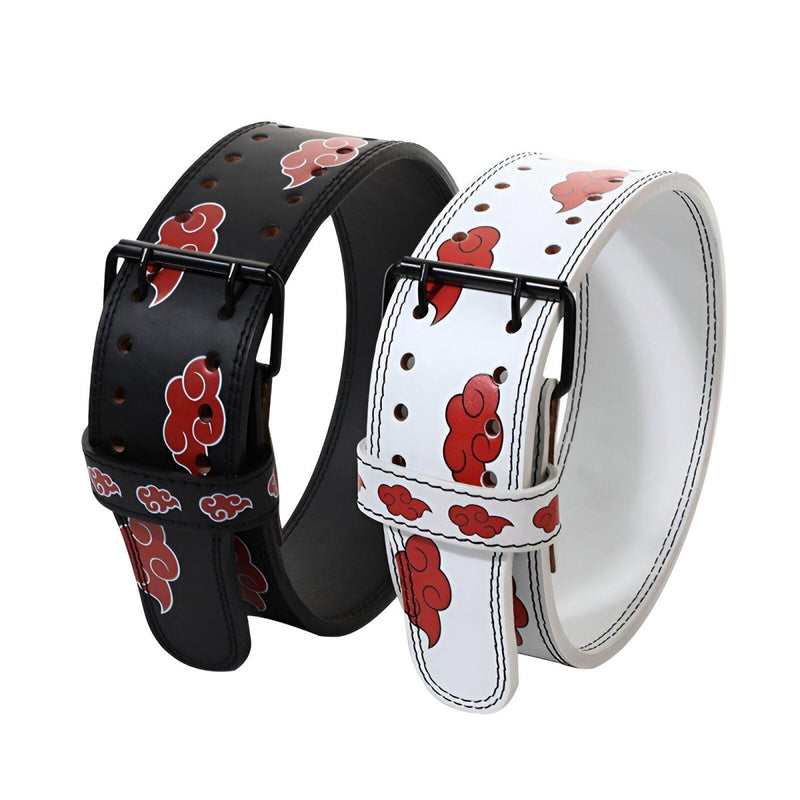 Ceinture de force en cuir, motifs nuages rouges, modèle Sacha