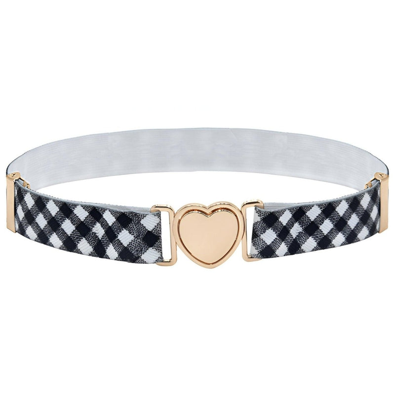 Ceinture élastique à attache rapide en forme de coeur, pour fille, à carreaux, modèle Ada