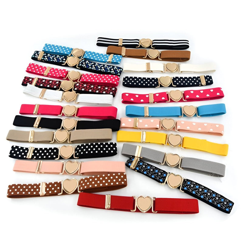 Ceinture élastique à attache rapide en forme de coeur, pour fille, léopard, modèle Rena