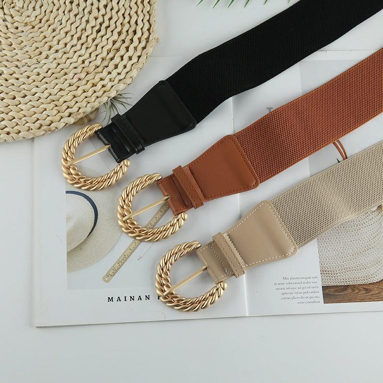 Ceinture élastique avec boucle dorée torsadée, modèle Sophia