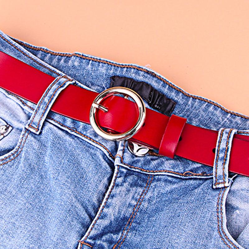 Ceinture en cuir à boucle ronde pour femme, modèle Khatia