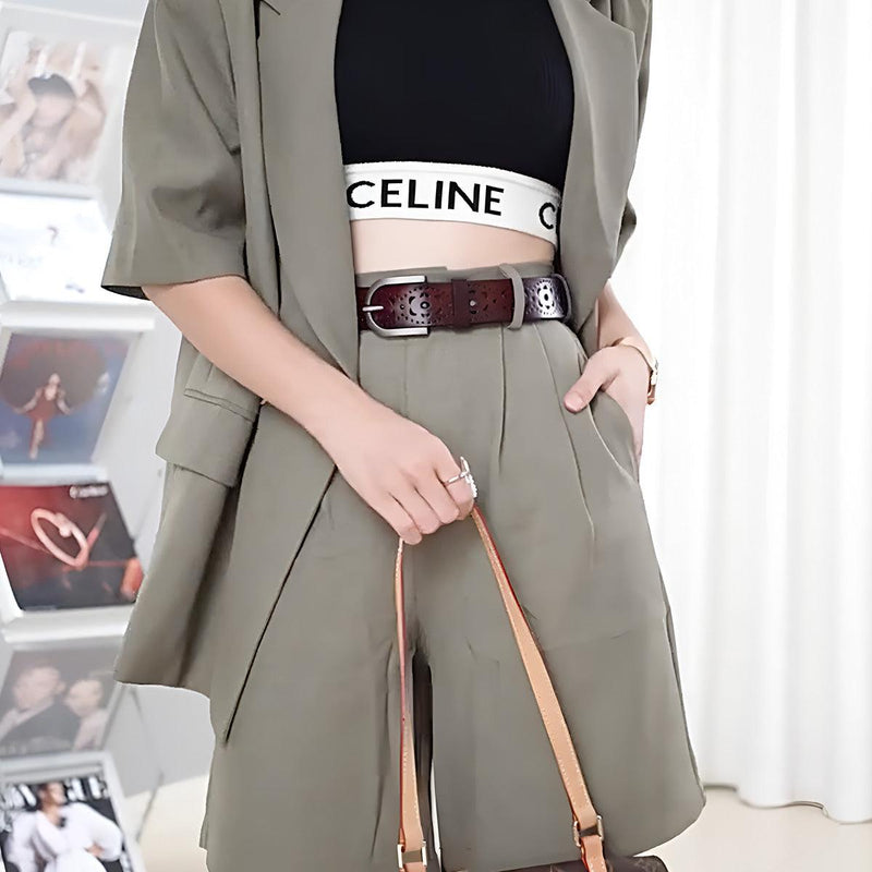 Ceinture en cuir ajourée pour femme, modèle Eteri