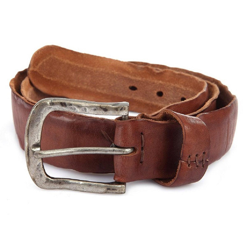 Ceinture en cuir au look dénim rétro à l'aspect vieilli, modèle Eskil