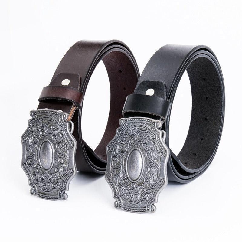 Ceinture en cuir avec boucle western, modèle Heguir