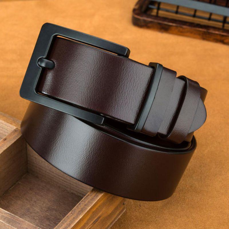 Ceinture en cuir plein fleur boucle noire pour Homme, modèle Livio