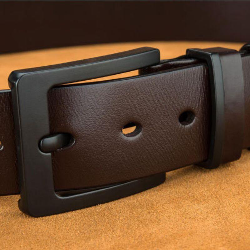 Ceinture en cuir plein fleur boucle noire pour Homme, modèle Livio