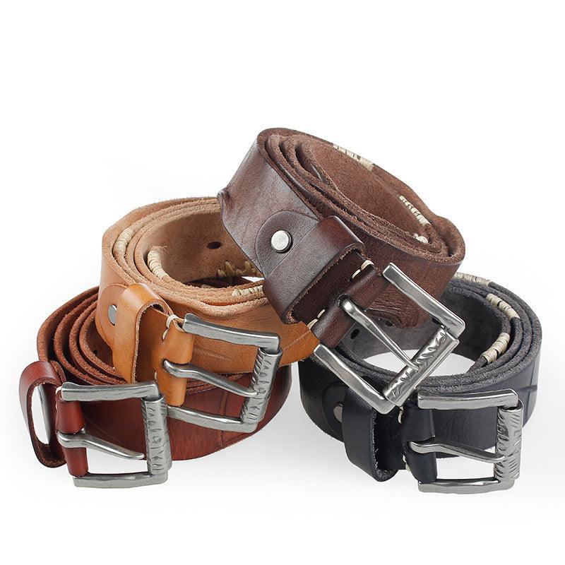 Ceinture en cuir brut et vieilli, pour homme, modèle Luka
