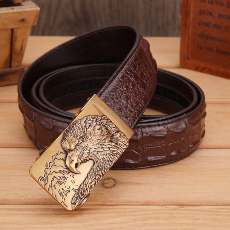 Ceinture en cuir effet crocodile boucle Aigle pour homme, modèle Abaka