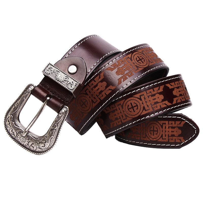 Ceinture en cuir gravée Western pour Femme ou Homme, modèle Injia - La Boutique de la Ceinture