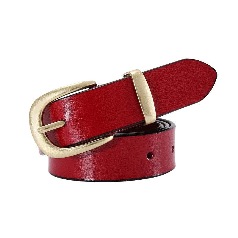 Ceinture en cuir lisse boucle dorée pour femme, modèle Agathe - La Boutique de la Ceinture
