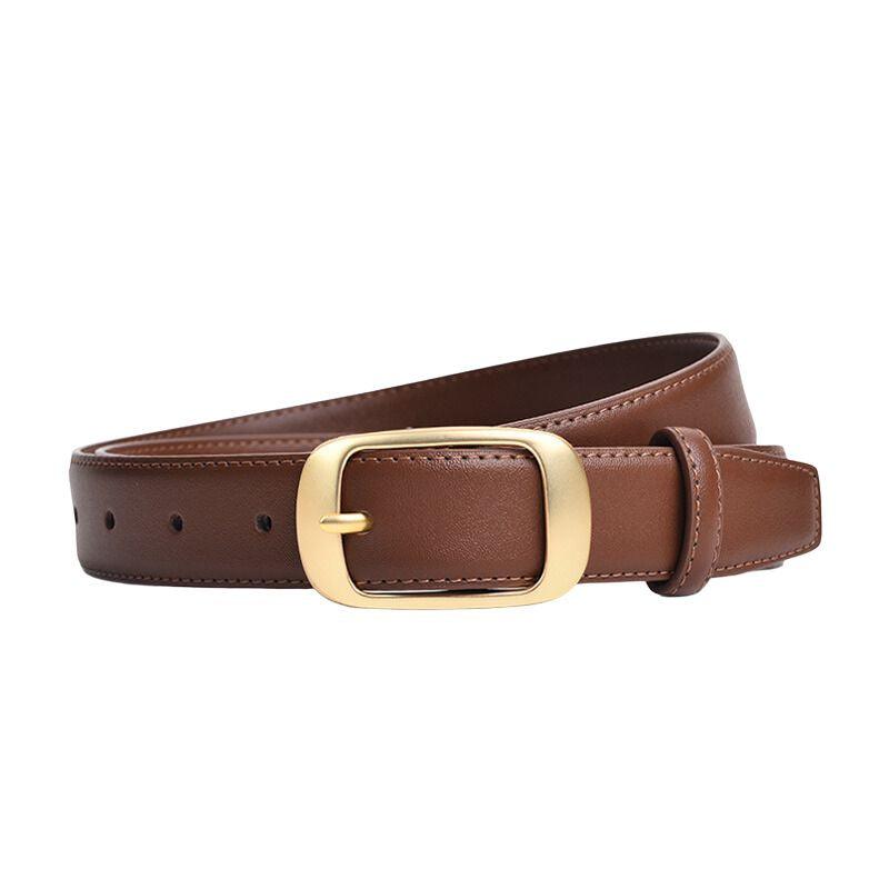 Ceinture en cuir lisse boucle dorée pour femme, modèle Esther - La Boutique de la Ceinture