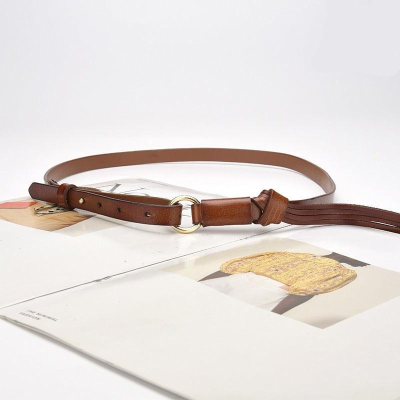 Ceinture en cuir ornée d'un pompon pour femme, modèle Vagi