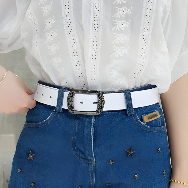 Ceinture en cuir Papillons pour femme, boucle Florale, modèle Jasmine