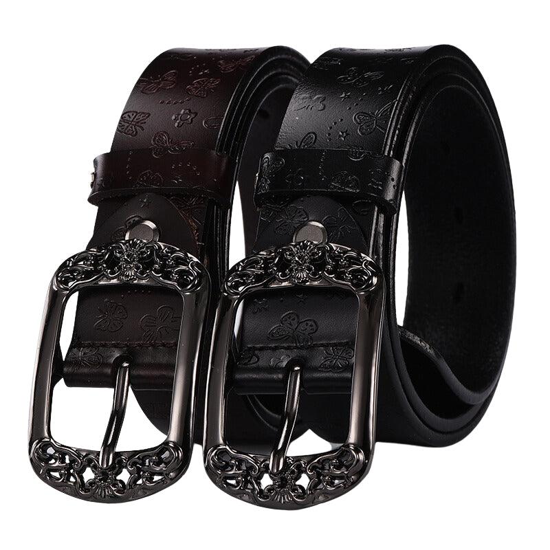 Ceinture en cuir Papillons pour femme, boucle Florale, modèle Jasmine