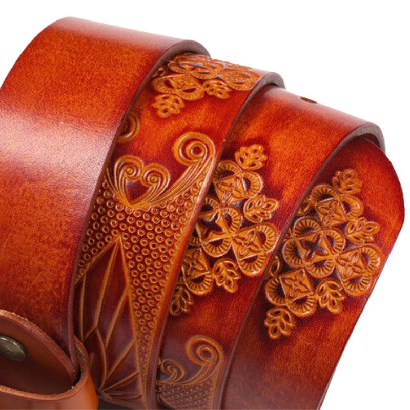 Ceinture en cuir, texturée Style Bohème pour Femme ou Homme, modèle Xioma