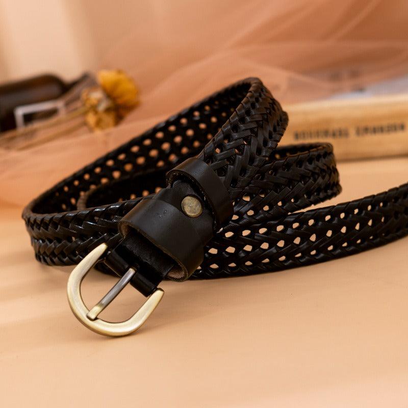Ceinture en cuir tressé pour femme, modèle Mariam