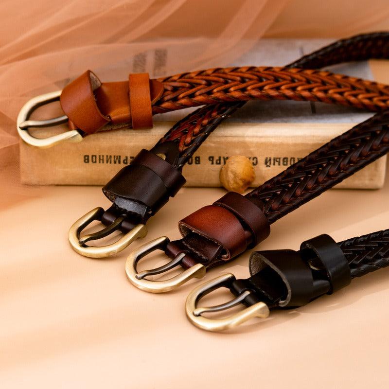 Ceinture en cuir tressé pour femme, modèle Mariam