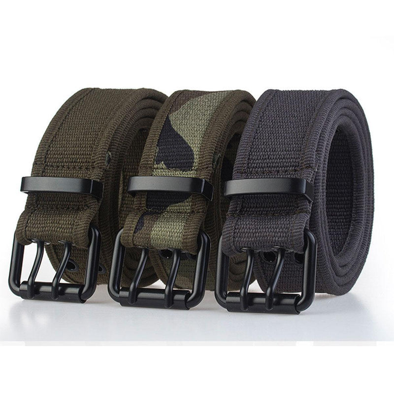 Ceinture en Toile à boucle noire double ardillon, modèle Magjan