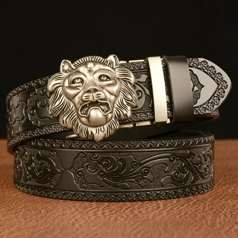 Ceinture Esprit Animal à boucle en forme de tête de lion, modèle Dax