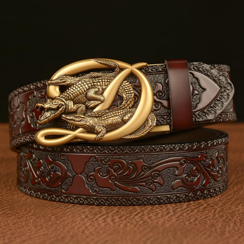 Ceinture Esprit Animal à boucle en forme de trois crocodiles, modèle Ross