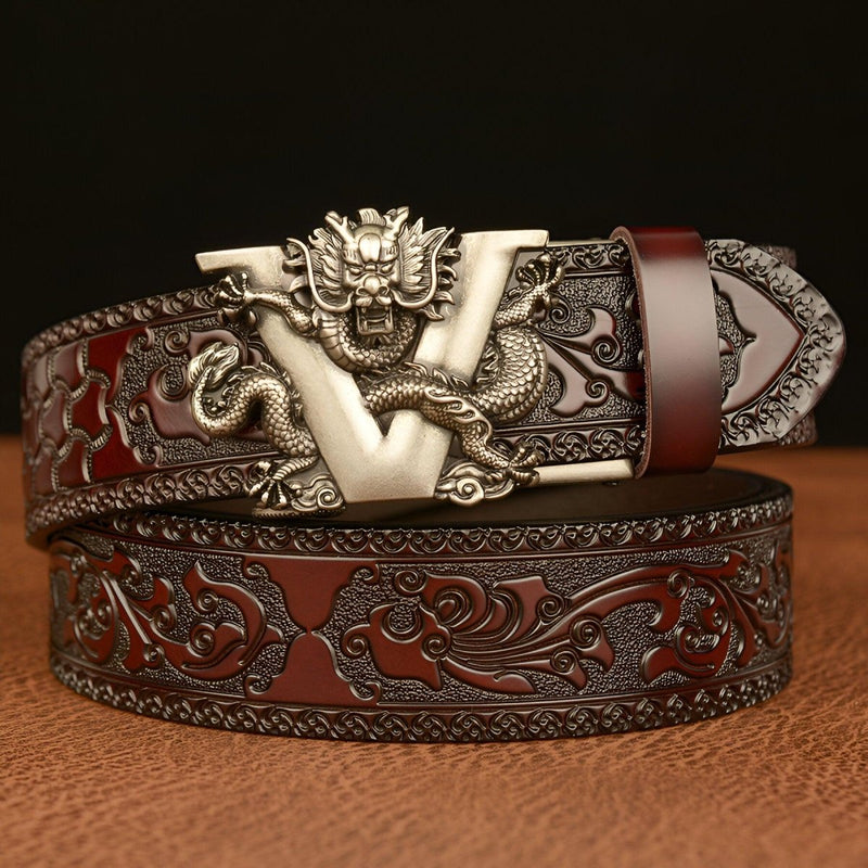 Ceinture Esprit Animal à motif Dragon et lettre V, modèle Zishan