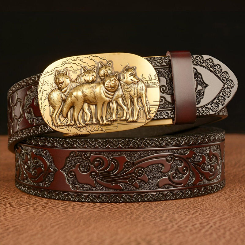 Ceinture Esprit Animal à motif meute de loup, modèle Scott