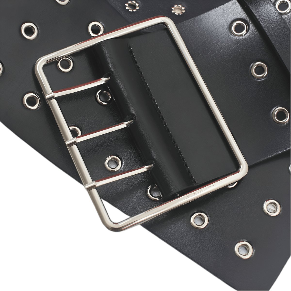 Ceinture Extra Large XXL à triple ardillons et multiples rivets, modèle Lesly - La Boutique de la Ceinture