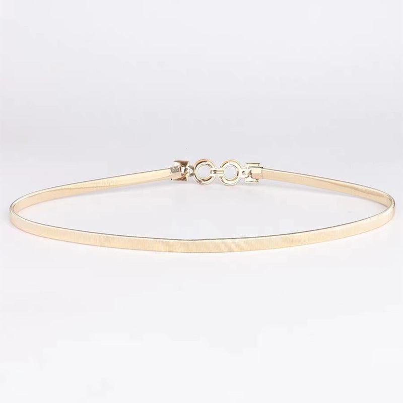 Ceinture fine dorée en métal extensible pour femme, modèle Krokae - La Boutique de la Ceinture