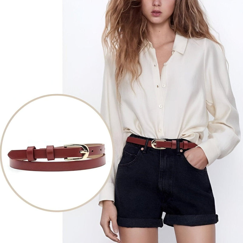 Ceinture fine en cuir pour femme, modèle Olga
