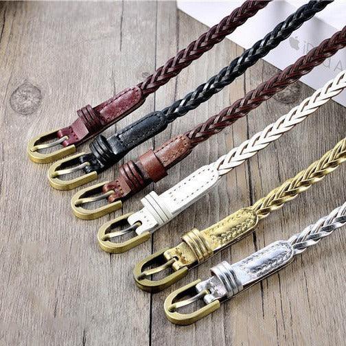 Ceinture fine en cuir tressé, modèle Angel