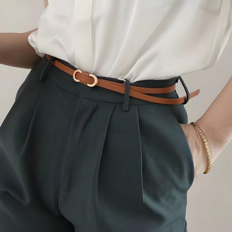 Ceinture fine en simili vegan, boucle chic pour femme, modèle Yesenia