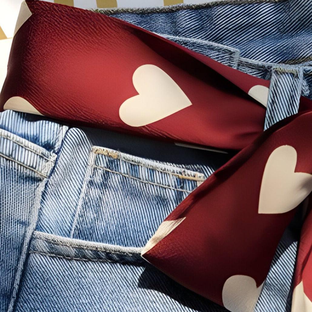 Ceinture foulard, à motif cœur, modèle Linda - La Boutique de la Ceinture