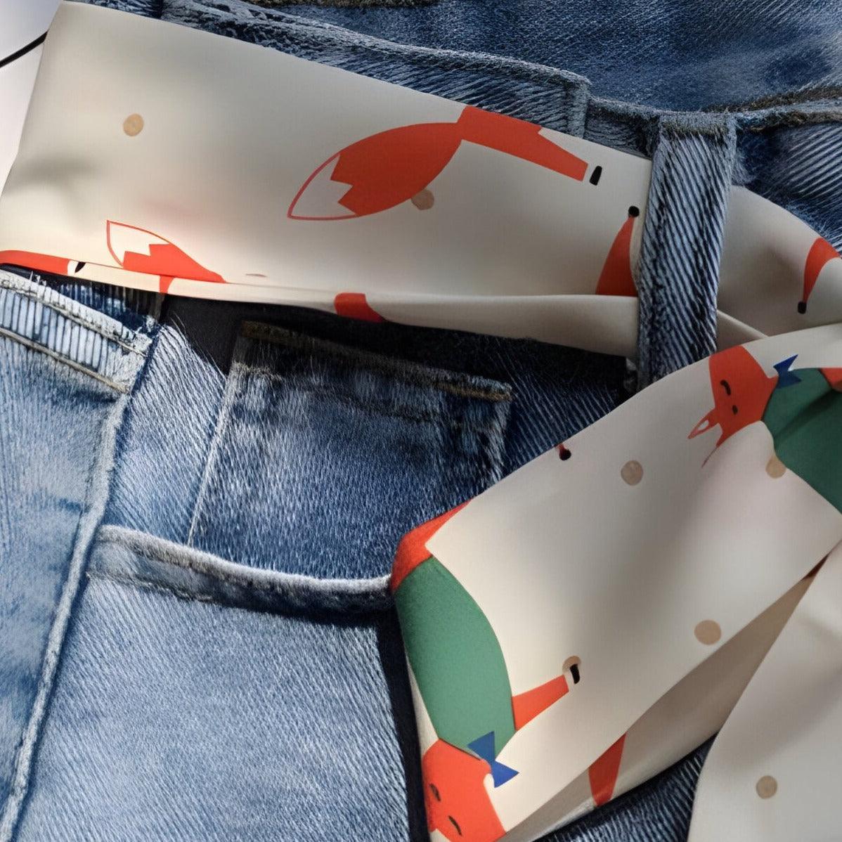 Ceinture foulard, à motif renard, modèle Melia - La Boutique de la Ceinture