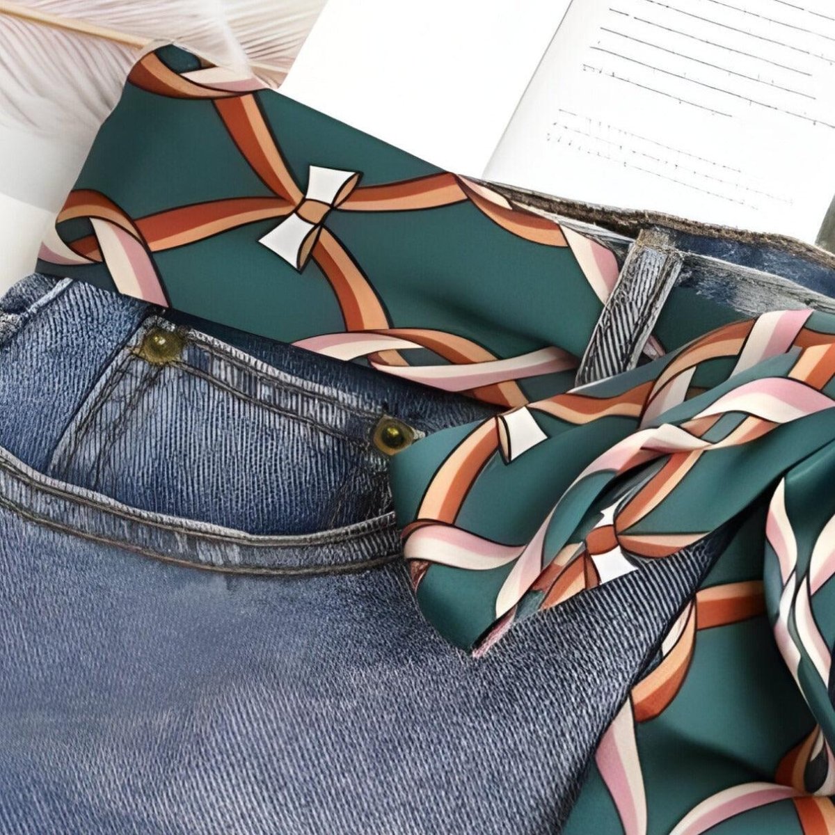 Ceinture foulard, à motif rubans, modèle Solano - La Boutique de la Ceinture