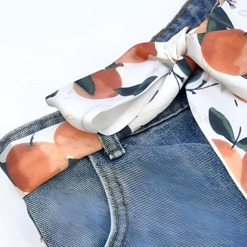 Ceinture foulard, à motifs d'oranges abstraites, modèle Tecla